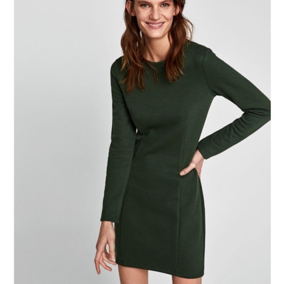 zara green knit dress